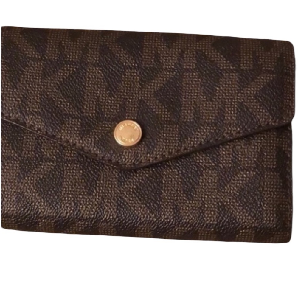 Micheal Kors brown monogrammed wallet phone case wristlet crossbody - Picture 2 of 10
